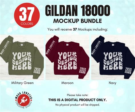 Gildan 18000 Sleeve Mockup Bundle Flat Lay Sweatshirt Both Left Right