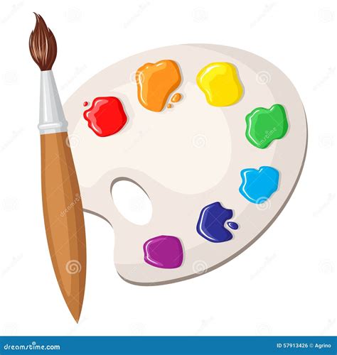 Paintbrush And Palette Of Paints Stock Vector Illustration Of Gouache