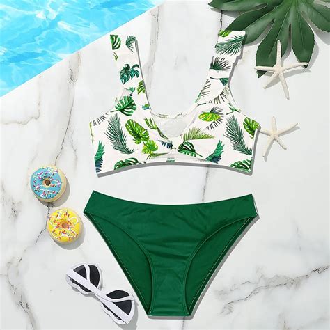 Conjunto De Bikini Con Estampado Para Ni As Traje De Ba O Sexy De Piezas