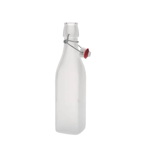 Bouteille en verre 500 ml Swing carrée blanche bouchage bouchon