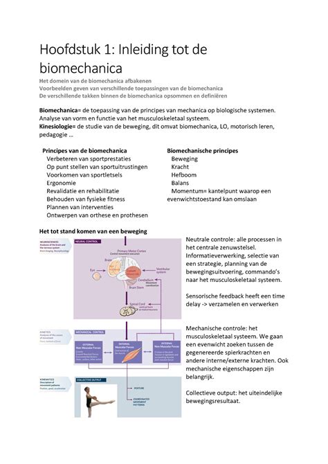 Hs Hs Samenvatting Biomechanica Van Het Menselijk Bewegen