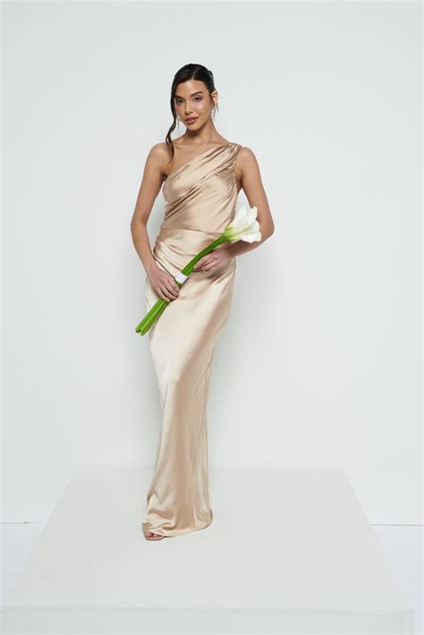Juliet Ruched Maxi Bridesmaid Dress - Matte Bronze – Pretty Lavish