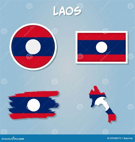 The National Flag Of Laos Laos Detailed Map With Flag Of Country Stock Vector Illustration Of