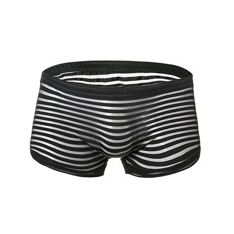 Summer Sexy Underwear Men S Striped Underwear Low Waisted Sexy And Funny Mesh Boxer Underwear