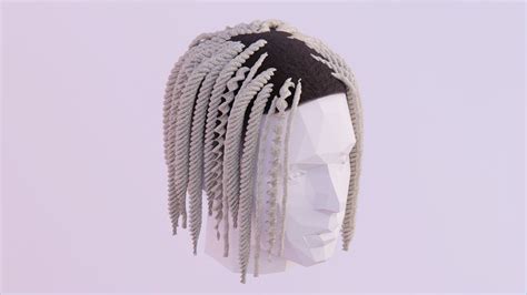 D Model Short Braided Dreads Inspired By Lil Durk Vr Ar Low Poly