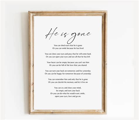 He is Gone David Harkins Printable Poem Digital Download - Etsy Canada