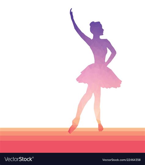 Ballerina silhouette low poly pink to purple Vector Image