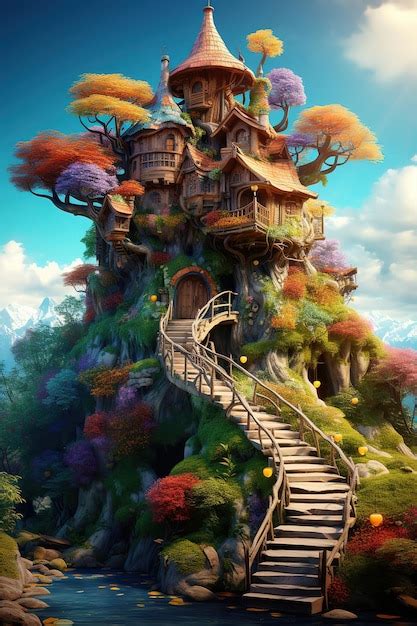 Premium Photo Fantasy Tree House Fairytale Fantasy Landscape Tree