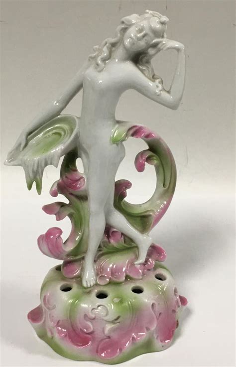 Bid Now Germany Porcelain Nude Figural Flower Frog April AM EDT