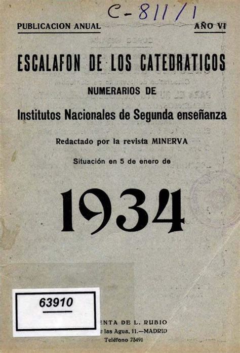 Escalaf N De Los Catedr Ticos Numerarios De Institutos Nacionales De