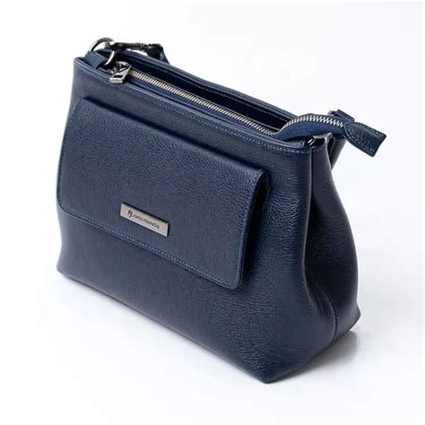 Bolsa De Ombro Em Couro Tag Azul Marinho PRIVALIA O Outlet