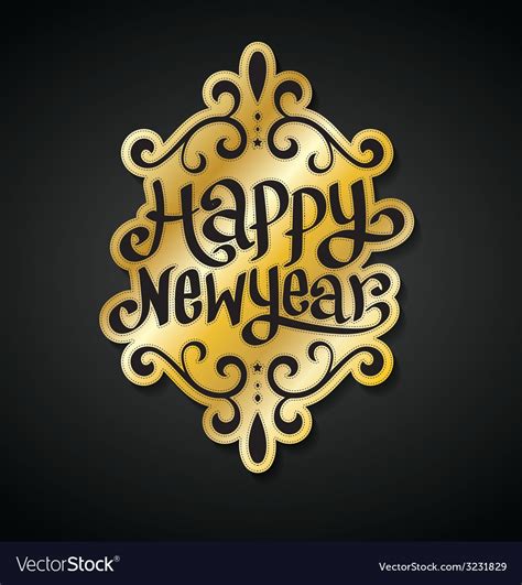 Happy New Year Card Gold Royalty Free Vector Image