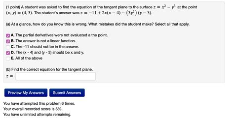 Solved 1 Point A Student Was Asked To Find The Equation Of