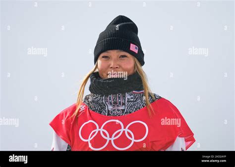 Chloe Kim From USA Winning Gold At Snowboard Half Pipe At The Beijing