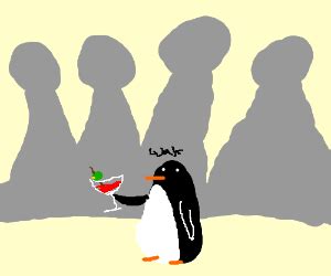 socially awkward penguin- being awkward - Drawception