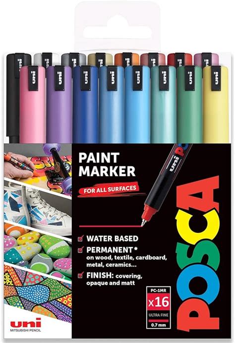 Posca PC 1MR Paint Marker Art Pens 0 7mm Pack Of 16 Spectrum Set