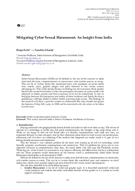 Pdf Mitigating Cyber Sexual Harassment An Insight From India Sanchita Ghatak