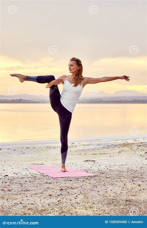 Yogi Woman Do Balancing Yoga Pose Outdoors Stock Photo Image Of