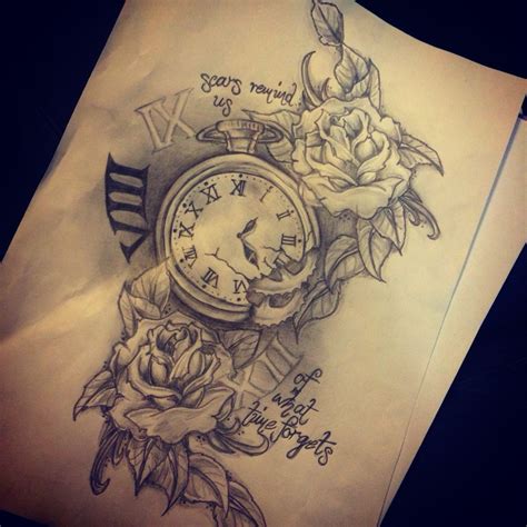 Pocket Watch And Roses My Own Next Tattoo Design Tatueringar