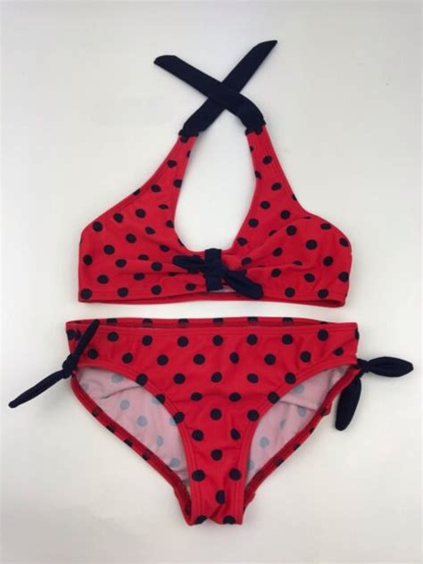 Op RED WHITE BLUE POLKA DOT BIKINI Pc Swim Suit Girls Size OFF