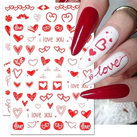 Tailaimei Valentines Day Nail Stickers Self Adhesive 5d