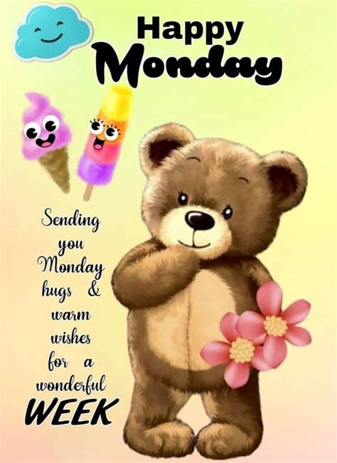 Teddy With Flowers Happy Monday Hugs Pictures Photos And Images For