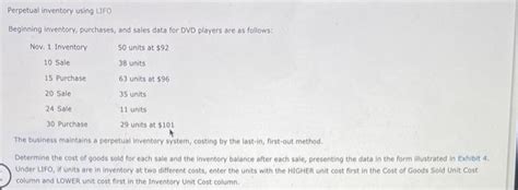 Solved Perpetual Inventory Using Lifo Beginning Invent