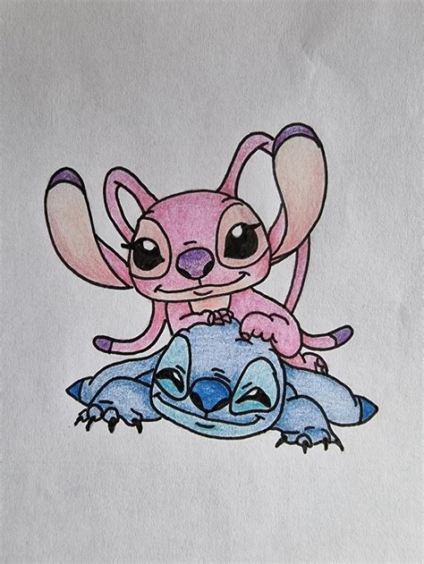 Stitch & Angel @melons_drawings_ | Disney schizzi, Dipinti disney, Disegni