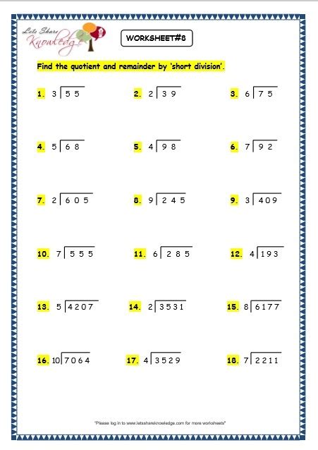 Short Division With Remainders