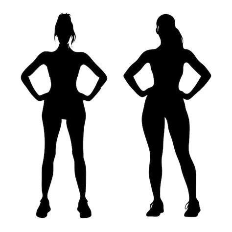 Premium Vector A Silhouette Of A Young Gym Woman Slim Fitness Women