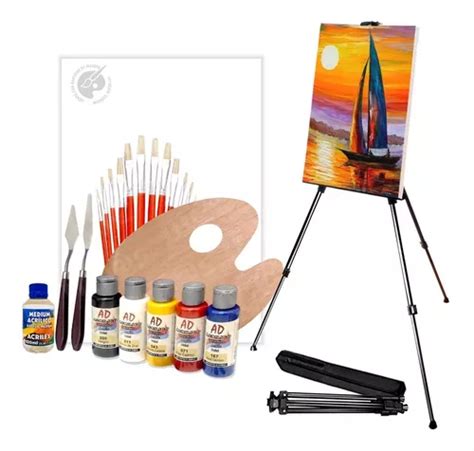 Kit Pintura Completo Atril Metal Bastidor Paleta Pinceles Cuotas