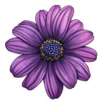 Purple Daisy Flower Cartoon Floral Art For Sticker Shirt Printing