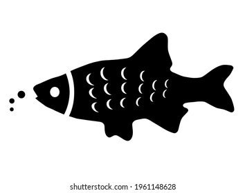 Black Silhouette Fish On White Background Stock Vector (Royalty Free ...