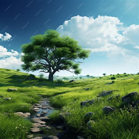 Premium Photo | Trees and grass on a background for desktop