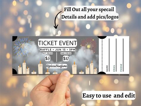 Editable Raffle Template Ticket Diy Ticket Custom Ticket - Etsy