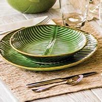 Ceramic Banana Leaf Dinner Plates Set Of From Bali Banana Vibes