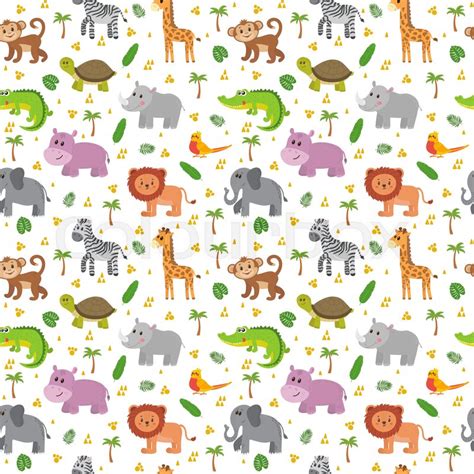 African Animals Seamless Pattern Cute Stock Vector Colourbox