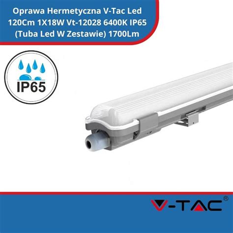 Oprawa Hermetyczna V Tac Led 120Cm 1X18W Vt 12028 6400K Ip65 Tuba Led