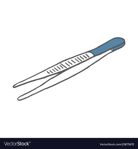 Forcep Icon In Doodle Sketch Lines Royalty Free Vector Image