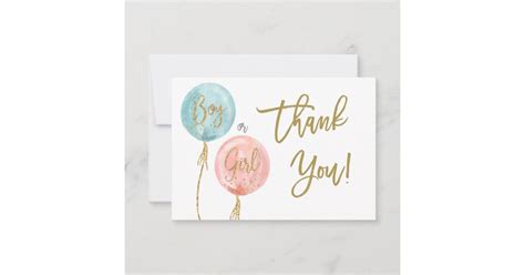 Gender Reveal Thank You Note Card Zazzle