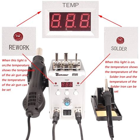 ESD Soldering Station LED Digital Display BGA Rework Solder Iron Hot Air Blower Heat Gun