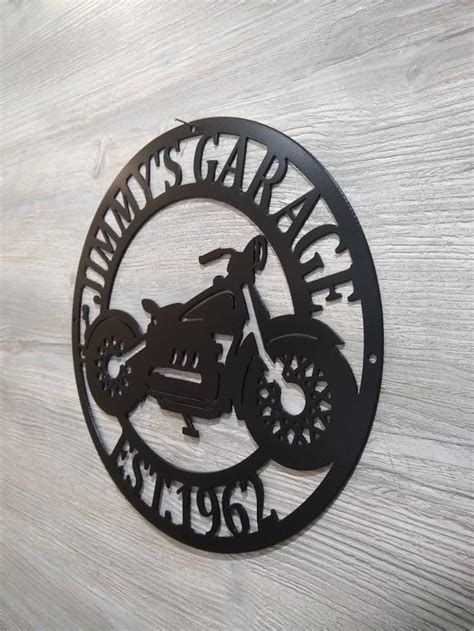 Motorcycle Metal Sign Metal Garage Sign Personalized Metal Etsy