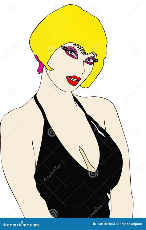 Blonde Woman In Black Dress Stock Illustration Illustration Of Elegance Beauty 130101064