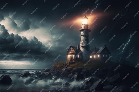 Premium Photo | Storm at the lighthouse