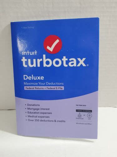 Intuit Turbotax Deluxe Federal Returns Federal E File Software