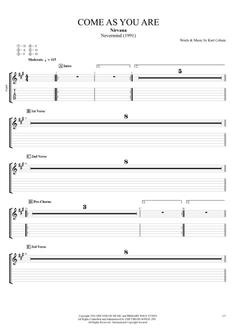 Come as You Are Tab by Nirvana (Guitar Pro) - Guitars, Bass & Backing Track | mySongBook