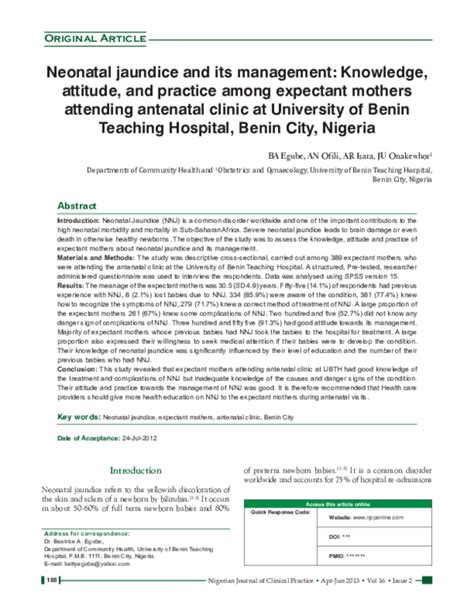 Pdf Neonatal Jaundice And Its Management Knowledge Attitude And