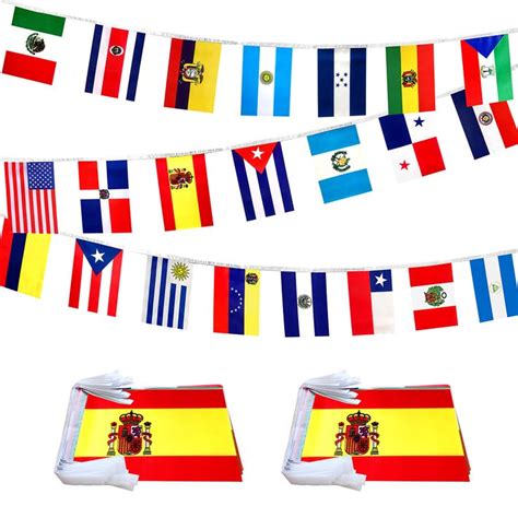 AuTop 2 Set 21 Countries Spanish Speaking Flags Banner String Set ...