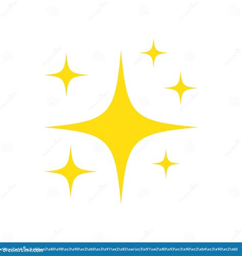 Yellow Star Sparkling Icon Set Glittering Stars Light Collection Stock