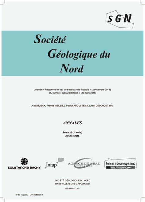 Annales De La Soci T G Ologique Du Nord Lillonum Omekas